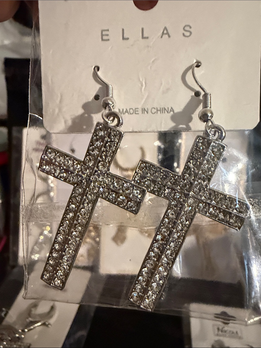 Gold Rhinestone Cross Keychain - - Picture 7 of 8